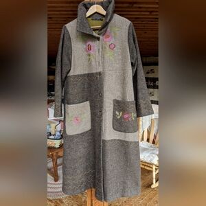 Gudrun Sjoden Rose Hill Wool Blend Embroidered Coat